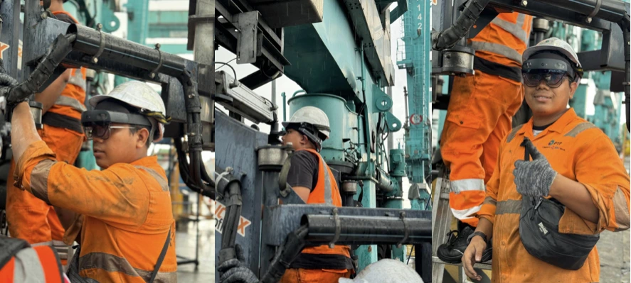 Port of Tanjung Pelepas engineers using AR glasses during equipment inspection and maintenance